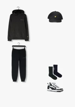 donkergrijze lyle & scott truien/vesten script embroidered hoodie