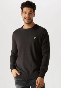 donkergrijze lyle & scott trui cotton merino crew neck jumper