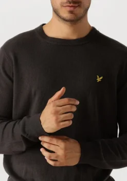 donkergrijze lyle & scott trui cotton merino crew neck jumper