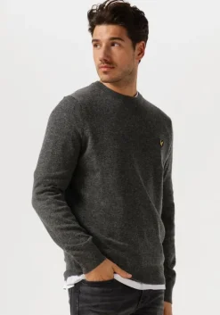 donkergrijze lyle & scott trui lambswool blend crew neck jumper