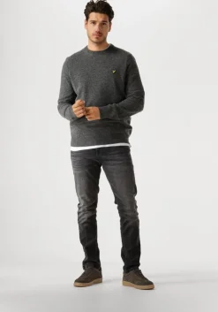 donkergrijze lyle & scott trui lambswool blend crew neck jumper