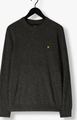 donkergrijze lyle & scott trui lambswool blend crew neck jumper
