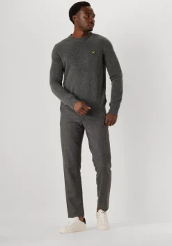 donkergrijze lyle & scott trui lambswool blend crew neck jumper
