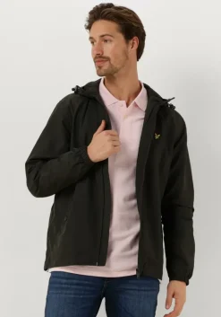 donkergrijze lyle & scott jack zip through hooded jacket