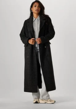 donkergrijze modström mantel junipermd check coat