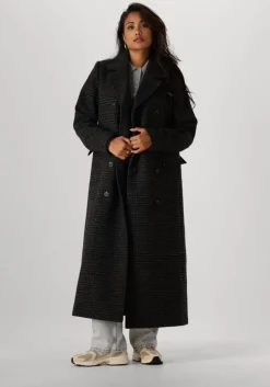 donkergrijze modström mantel junipermd check coat