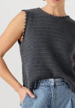 donkergrijze modström top miemd top