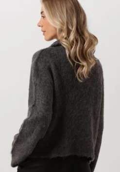 donkergrijze modström trui kanemd zip t-neck