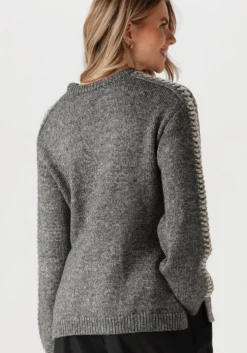 donkergrijze modström trui linemd o-neck