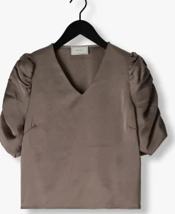 donkergrijze neo noir blouses elba heavy sateen blouse