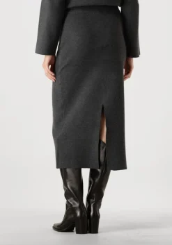donkergrijze object midirok objreynard hw knit skirt