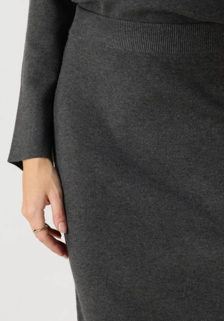 donkergrijze object midirok objreynard hw knit skirt