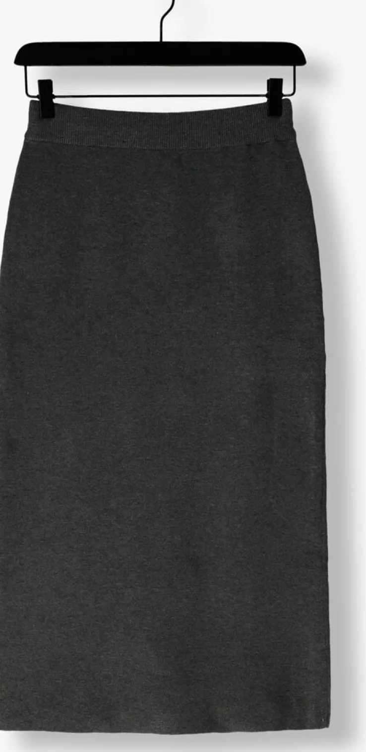 donkergrijze object midirok objreynard hw knit skirt