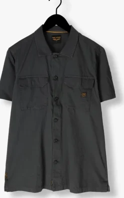 donkergrijze pme legend casual overhemd short sleeve shirt ctn bedford