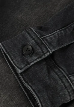 donkergrijze purewhite casual overhemd plain denim shirt with blue pearl buttons