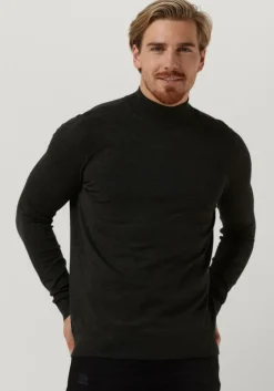 donkergrijze purewhite coltrui essential knit mockneck ls