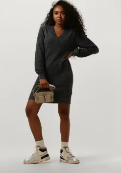 donkergrijze scotch & soda mini jurk relaxed v neck knitted dress