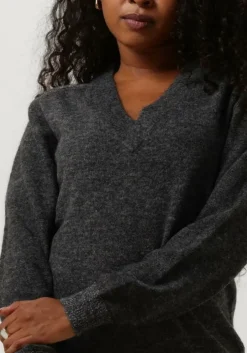 donkergrijze scotch & soda mini jurk relaxed v neck knitted dress