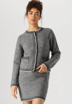 donkergrijze selected femme vest slfsine ls knit cardigan