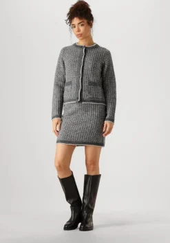 donkergrijze selected femme vest slfsine ls knit cardigan