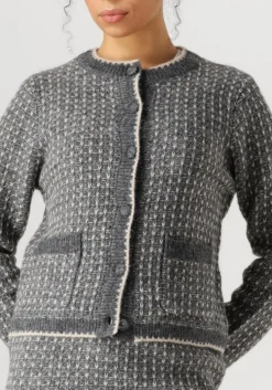 donkergrijze selected femme vest slfsine ls knit cardigan