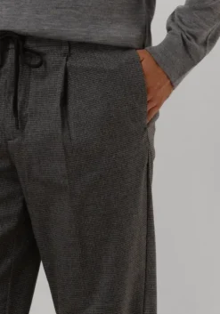 donkergrijze selected homme pantalon slh190-reg tapered leroy pleat pans