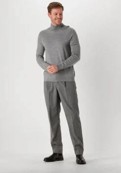 donkergrijze selected homme pantalon slh190-reg tapered leroy pleat pans