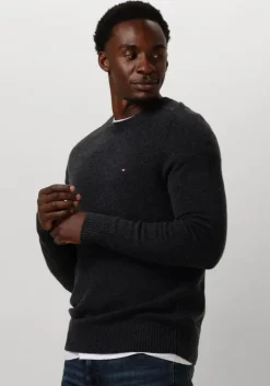 donkergrijze tommy hilfiger trui lambswool crew neck