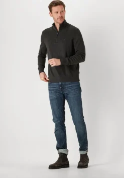 donkergrijze tommy hilfiger trui pima org ctn cashmere zip mock
