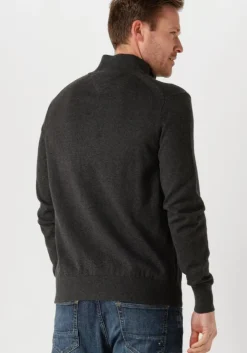 donkergrijze tommy hilfiger trui pima org ctn cashmere zip mock