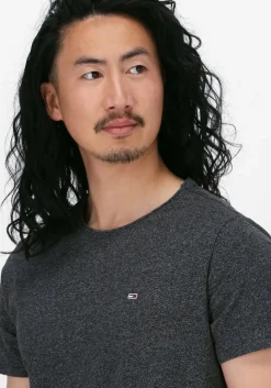 donkergrijze tommy jeans t-shirt tjm slim jaspe c neck