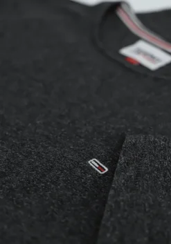 donkergrijze tommy jeans t-shirt tjm slim jaspe c neck