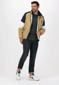 donkergrijze tommy jeans t-shirt tjm slim jaspe c neck