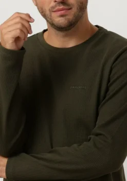 donkergroene anerkjendt polo / t-shirt aksilo l/s waffle emb ls