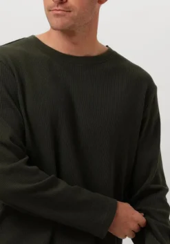 donkergroene anerkjendt polo / t-shirt akkikki l/s waffle tee