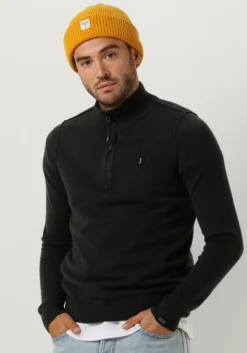 donkergroene butcher of blue trui clifden halfzip