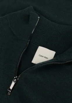 donkergroene calvin klein trui merino quarter zip