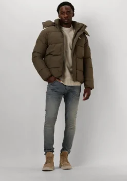 donkergroene calvin klein gewatteerde jas essentials non down jacket