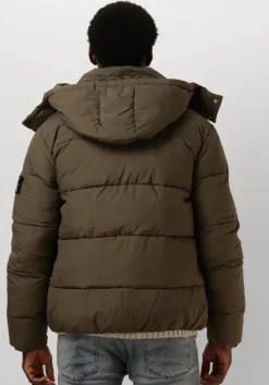 donkergroene calvin klein gewatteerde jas essentials non down jacket