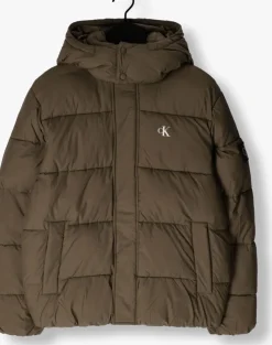 donkergroene calvin klein gewatteerde jas essentials non down jacket