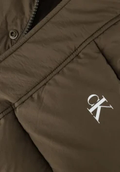 donkergroene calvin klein gewatteerde jas essentials non down jacket