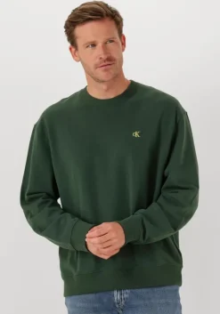 donkergroene calvin klein sweater ls eu 350terry monogram cn sweat