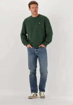 donkergroene calvin klein sweater ls eu 350terry monogram cn sweat