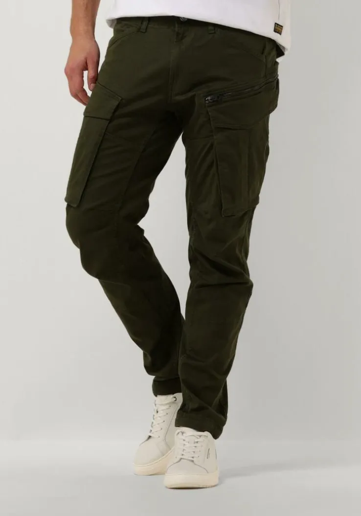 donkergroene g-star raw cargobroeken rovic zip 3d regular tapered