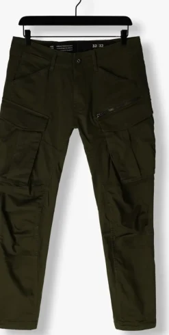 donkergroene g-star raw cargobroeken rovic zip 3d regular tapered