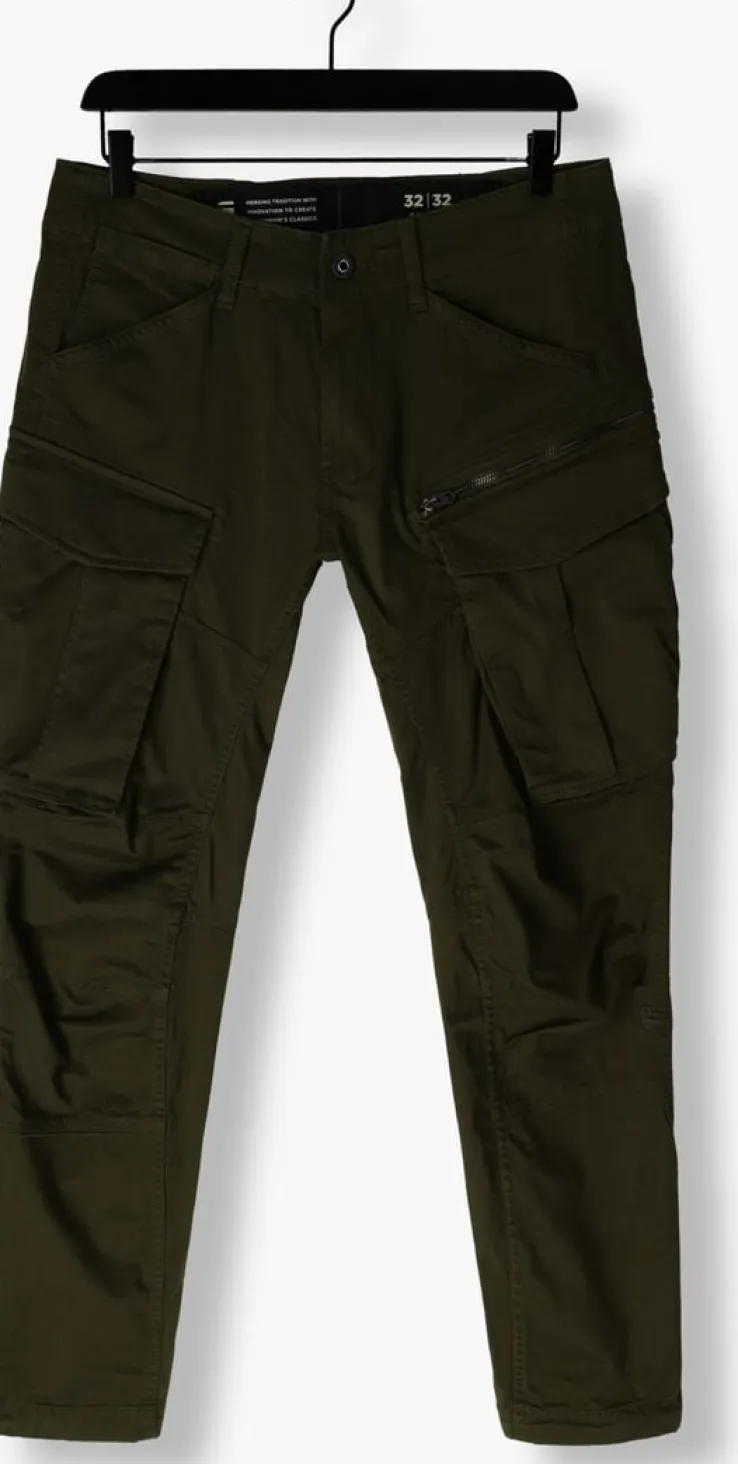 donkergroene g-star raw cargobroeken rovic zip 3d regular tapered