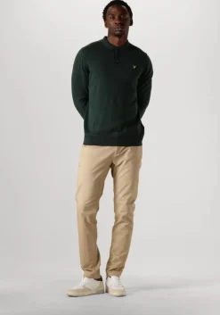 donkergroene lyle & scott trui cotton merino long sleeve knitted polo