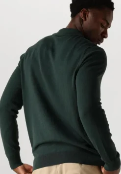 donkergroene lyle & scott trui cotton merino long sleeve knitted polo