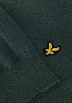 donkergroene lyle & scott trui cotton merino long sleeve knitted polo