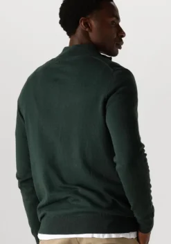 donkergroene lyle & scott trui cotton merino quarter zip jumper